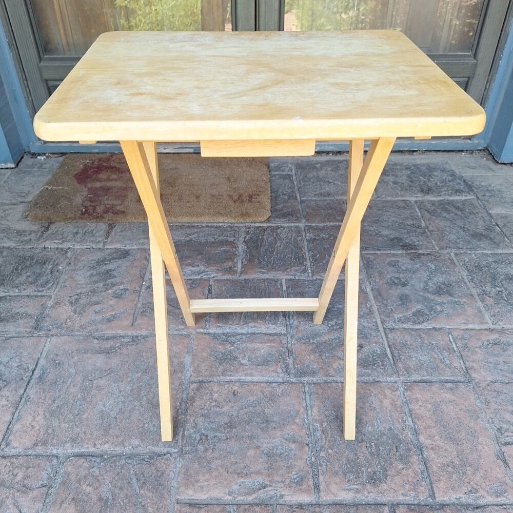 1 Wood Folding Portable TV Snack Tray Table w/Natural (Used) 19 X 14.5 In.